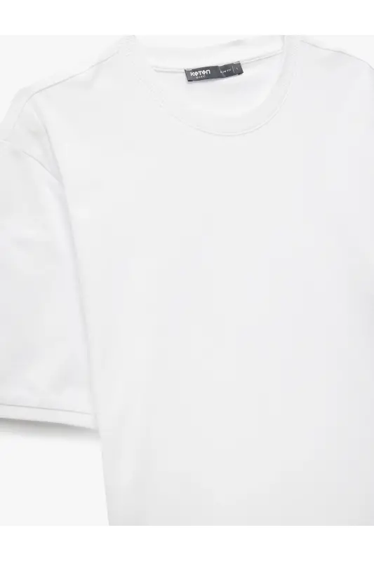 Short Sleeve Crew Neck Cotton Slim Fit Men's Basic T-Shirt - White - 5