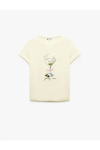 Short Sleeve Crew Neck Printed Cotton T-Shirt - 3