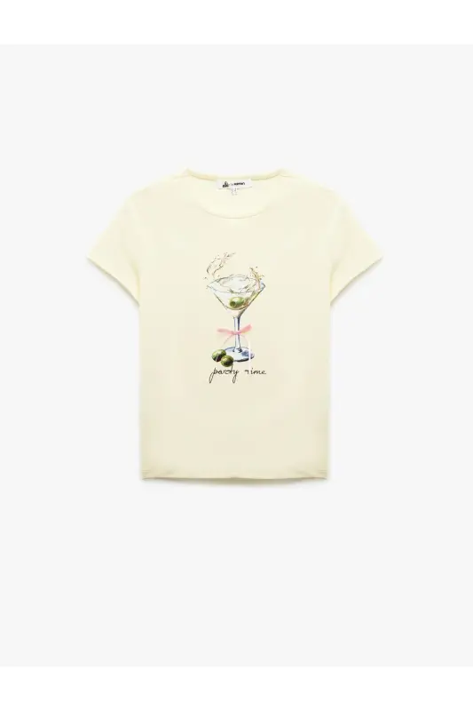 Short Sleeve Crew Neck Printed Cotton T-Shirt - 3