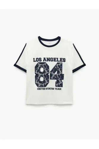 Short Sleeve Crew Neck Striped Relaxed Fit Print - 3