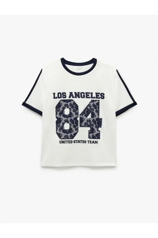 Short Sleeve Crew Neck Striped Relaxed Fit Print - 3