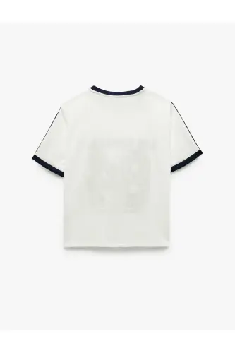 Short Sleeve Crew Neck Striped Relaxed Fit Print - 4