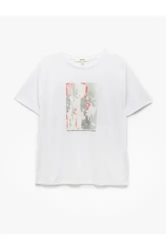 Short Sleeve Crew Neck White Women's T-Shirt 5SAK50118EK - 1