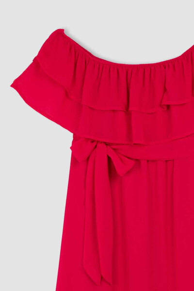 Short Sleeve Long Length Maternity Dress Fuchsia - 2