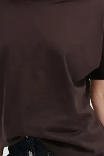 Short Sleeve Oversize Basic T-shirt P0730-J6J7Y4-Bitter Coffee - 4
