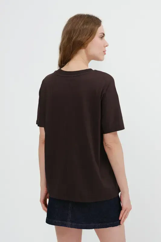 Short Sleeve Oversize Basic T-shirt P0730-J6J7Y4-Bitter Coffee - 6