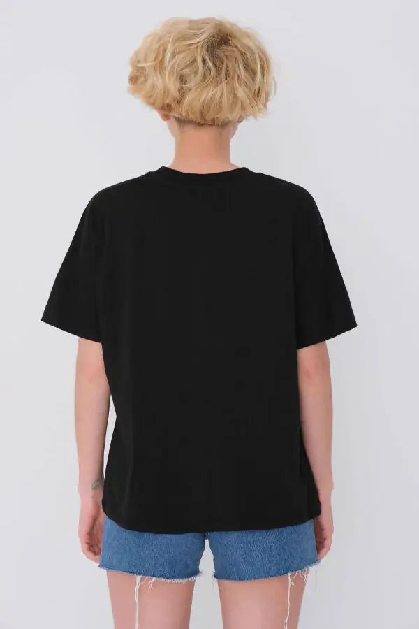 Short Sleeve Oversize Basic T-shirt P0730-j6j7y4-Blk - 5