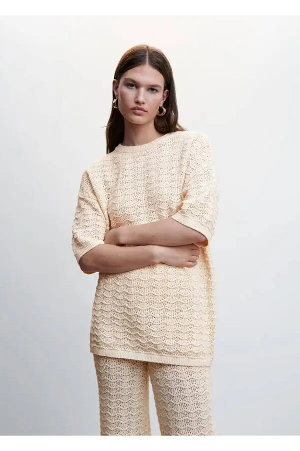Short Sleeve Oversized Sweater - 1