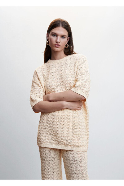 Short Sleeve Oversized Sweater - MANGO WOMAN