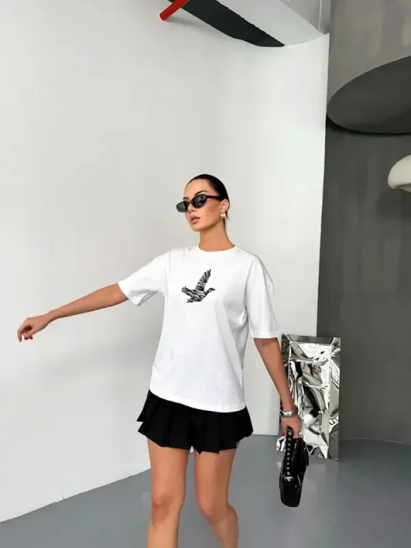 Short Sleeve Printed T-shirt - White - 4