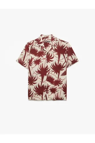 Short Sleeve Regular Fit Camp Collar Viscose Palm - 4