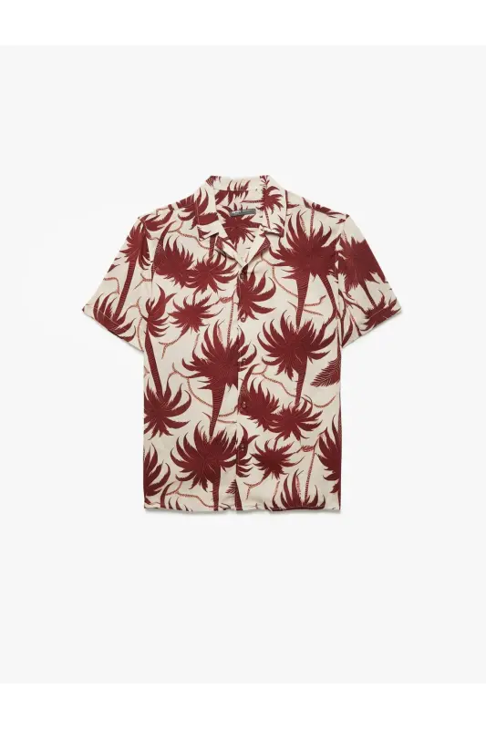 Short Sleeve Regular Fit Camp Collar Viscose Palm - 4