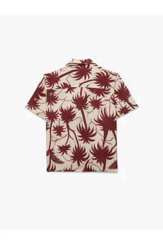 Short Sleeve Regular Fit Camp Collar Viscose Palm - 5