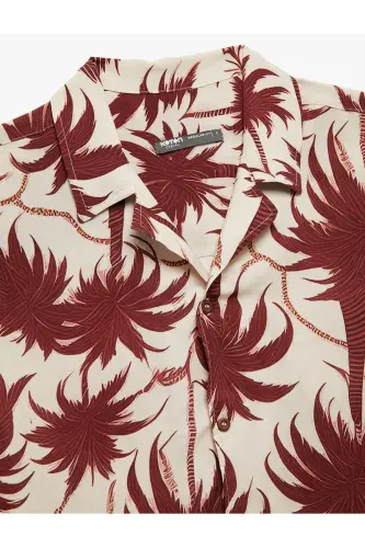 Short Sleeve Regular Fit Camp Collar Viscose Palm - 6