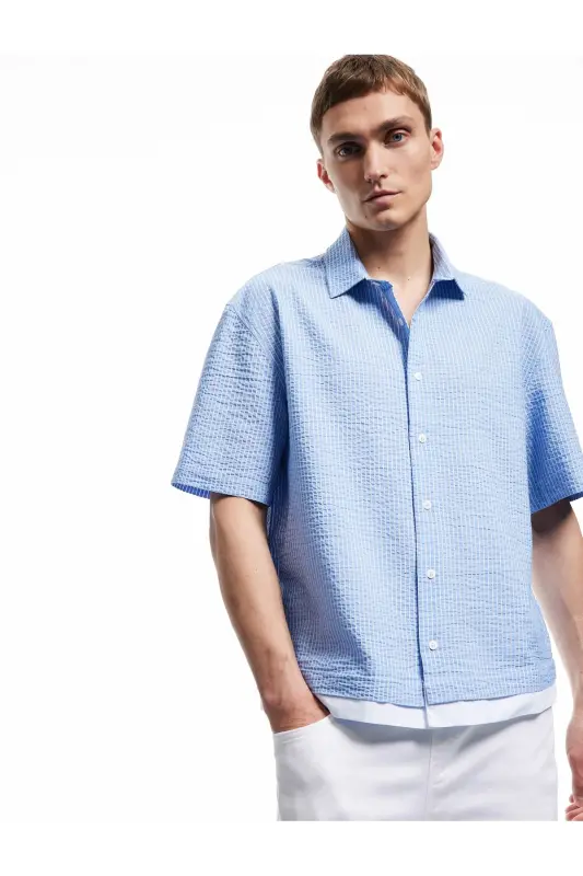 Short Sleeve Regular Fit Classic Collar Fabric Detailed T - 2