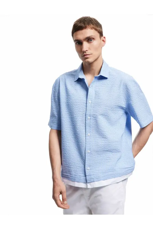 Short Sleeve Regular Fit Classic Collar Fabric Detailed T - KOTON