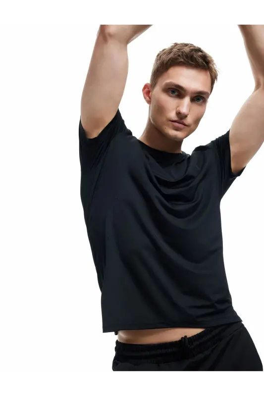 Short Sleeve Regular Fit Crew Neck Basic Sports Tee - 2