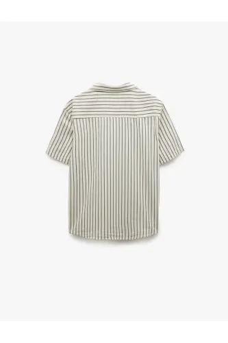 Short Sleeve Regular Fit Turn-Down Collar Cotton Striped - KOTON (1)
