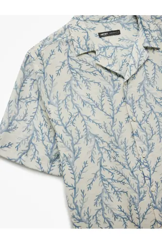 Short Sleeve Regular Fit Turn-Down Collar Viscose Buttoned - 1
