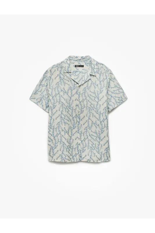 Short Sleeve Regular Fit Turn-Down Collar Viscose Buttoned - 3