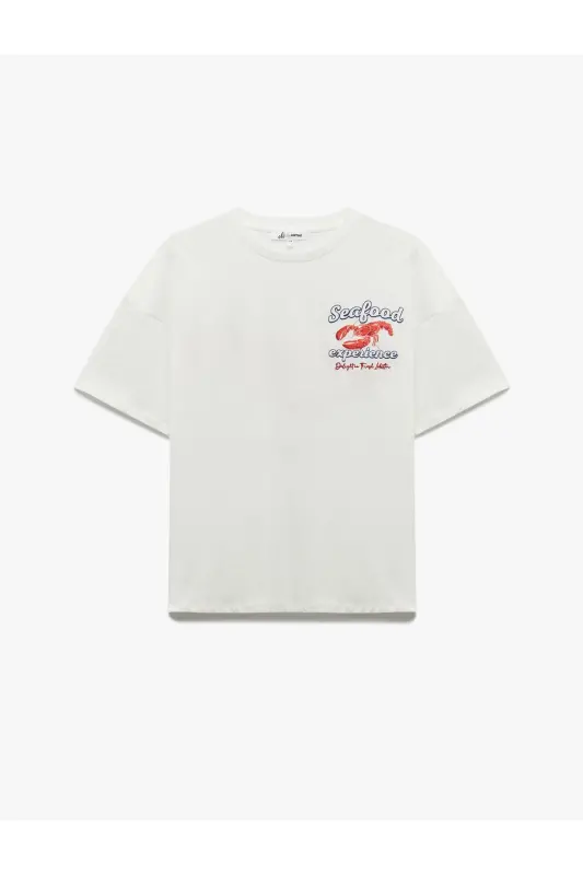 Short Sleeve Relaxed Fit Cotton Crew Neck Back - KOTON