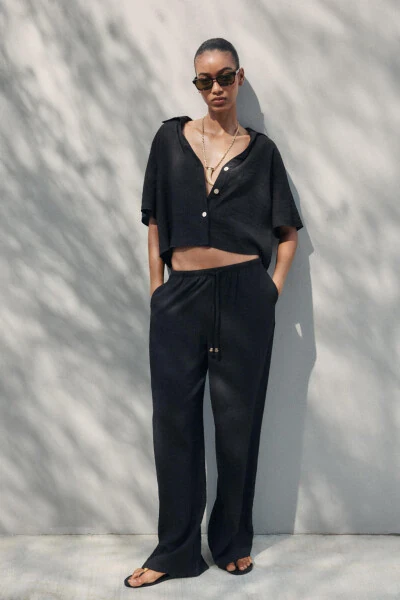 SHORT SLEEVE SHIRT-Black - MODAZONE