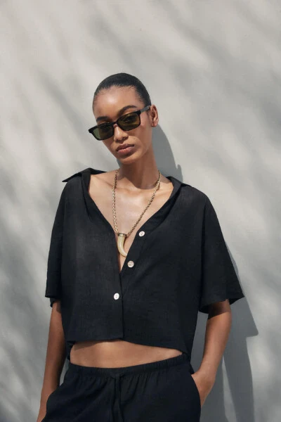 SHORT SLEEVE SHIRT-Black - 3