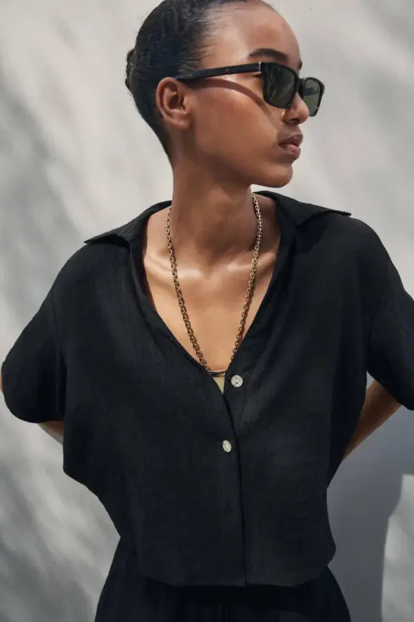 SHORT SLEEVE SHIRT-Black - 4