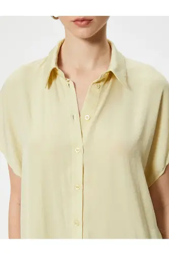 Short Sleeve Shirt Relaxed Fit Classic Collar Buttoned-Green - 5