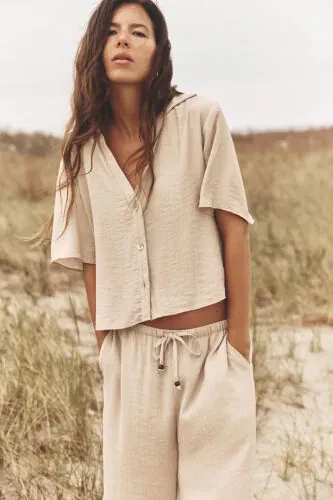 SHORT SLEEVE SHIRT-Sand - 2