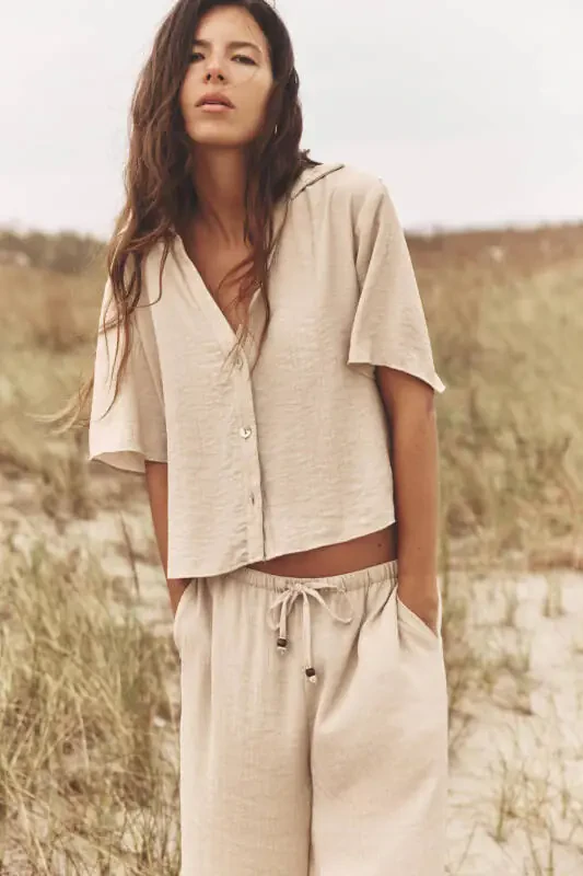 SHORT SLEEVE SHIRT-Sand - 2