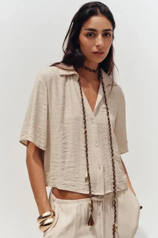 SHORT SLEEVE SHIRT-Sand - 2