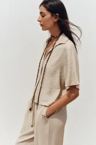 SHORT SLEEVE SHIRT-Sand - 3