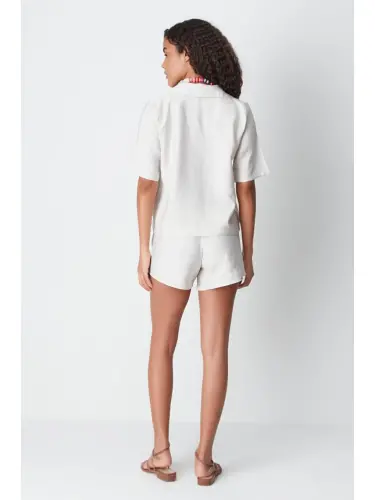 Short Sleeve Shirt Shorts Set 9148 Beige-Beige - 4