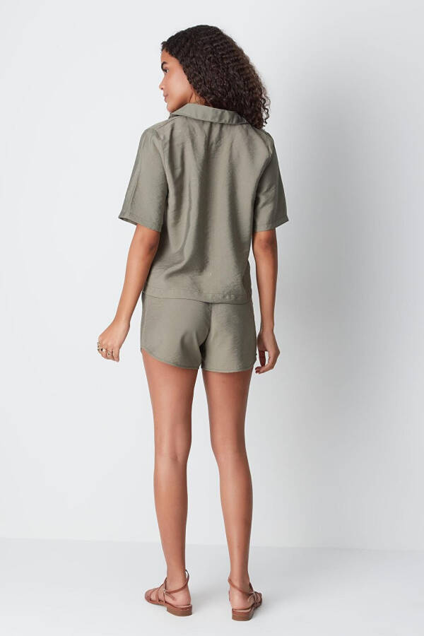 Short Sleeve Shirt Shorts Set 9148 Khaki - 11