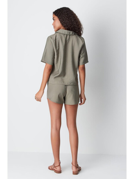 Short Sleeve Shirt Shorts Set 9148 Khaki - 5