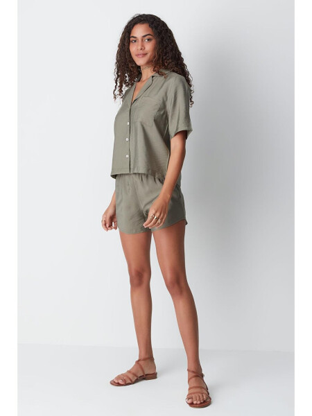 Short Sleeve Shirt Shorts Set 9148 Khaki - 6