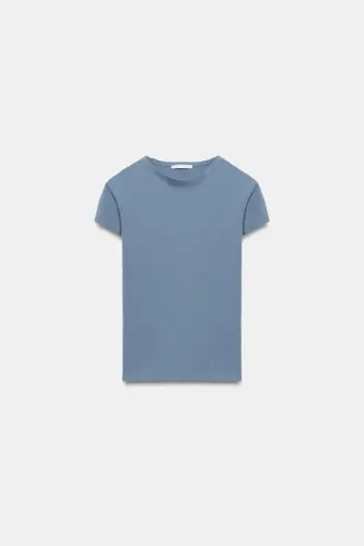 SHORT SLEEVE SLIM FIT T-SHIRT-Bluish - 5