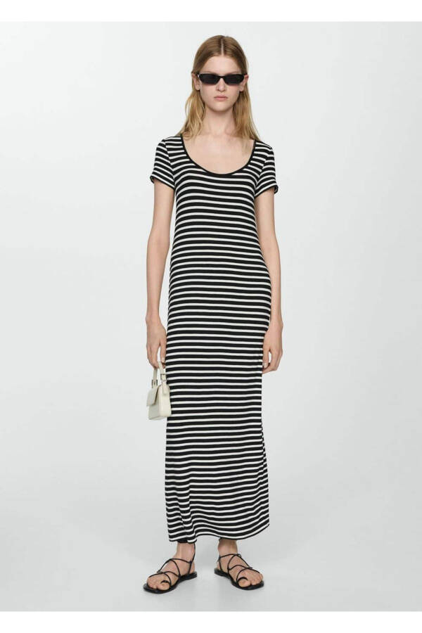 Short Sleeve Striped Dress - 2