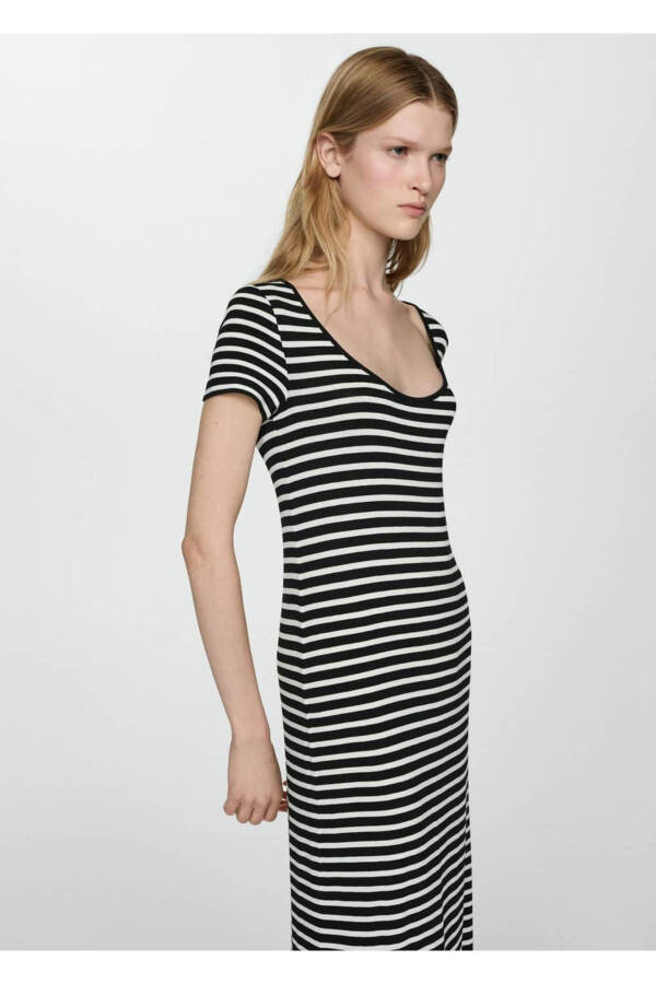Short Sleeve Striped Dress - 6