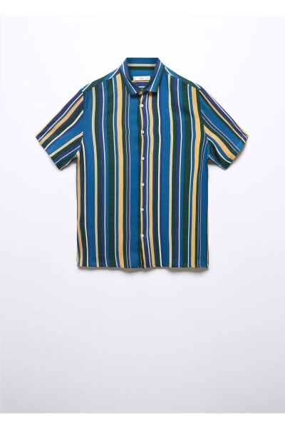 Short sleeve striped shirt - MANGO MAN