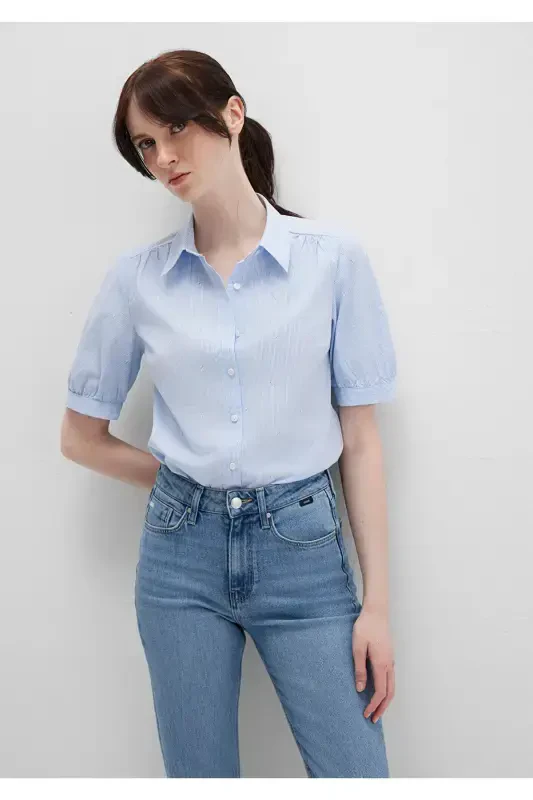 Short Sleeve Striped Shirt Fitted / Slim Fit 1210060-90700-Blue - MAVI