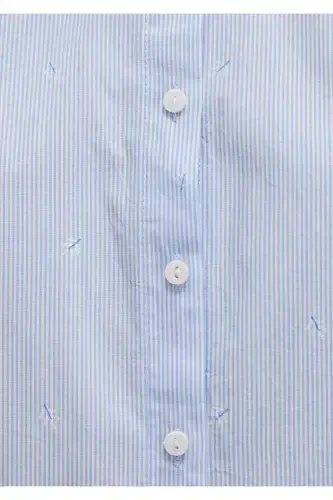 Short Sleeve Striped Shirt Fitted / Slim Fit 1210060-90700-Blue - 7
