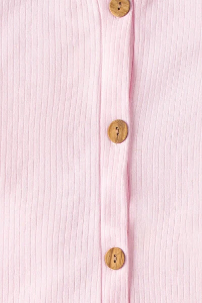 Short Sleeve Wooden Button Organic Romper Baby Set - 4