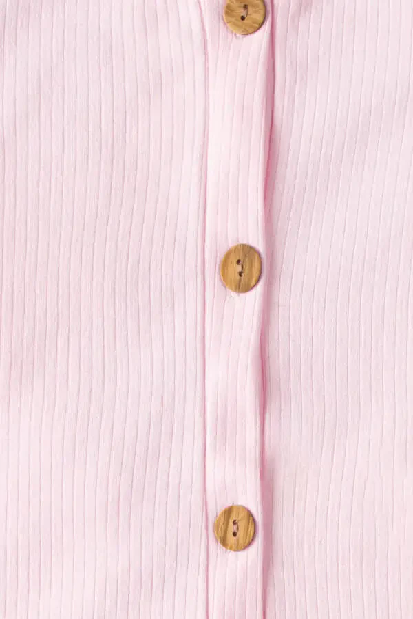 Short Sleeve Wooden Button Organic Romper Baby Set - 4