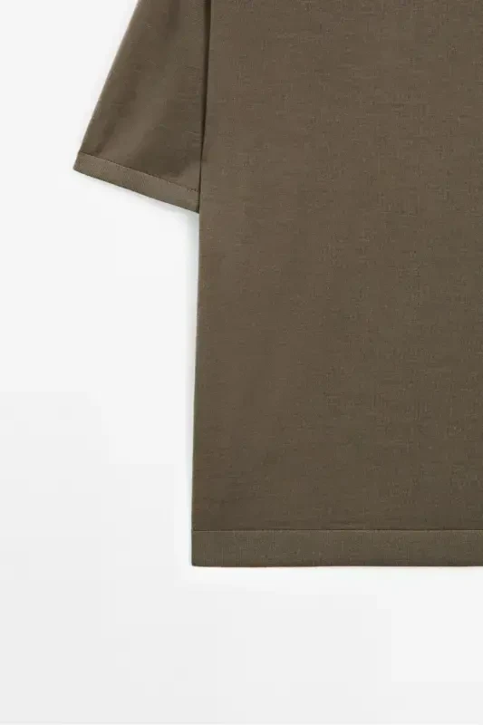 Short sleeve wool knit t-shirt-KHAKI - 7