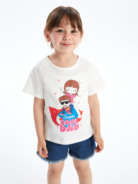 Short-Sleeved Baby Girl T-Shirt with Bicycle Print and Crew Neck - 5