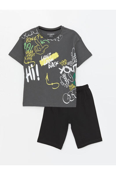 Short-Sleeved Boys' Pyjama Set with Bicycle Print and Short Pants - 1