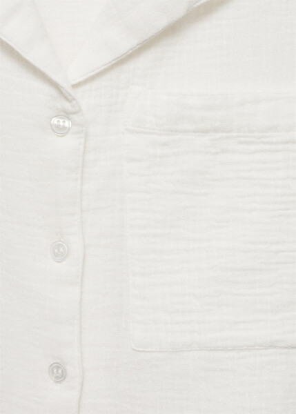 Short-sleeved, off-white cotton shirt - 4