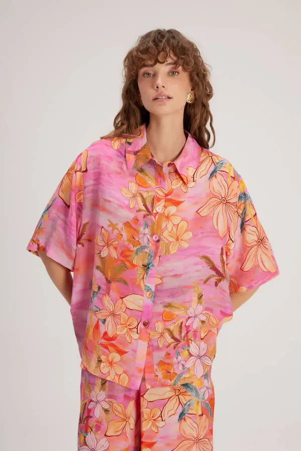 Short Sleeved Patterned Shirt - 4